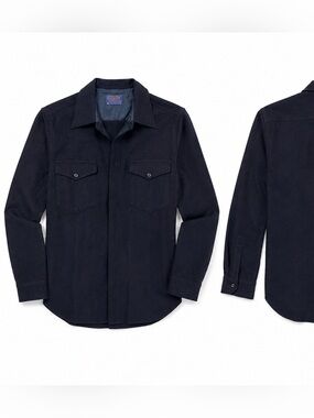 Vintage Pendleton Wool Shirt Jacket Blue USA Made 100% Virgin Wool Shacket 15.5